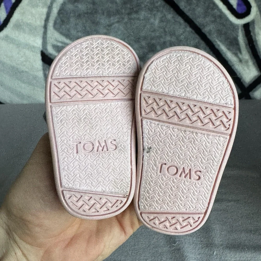 Size 3c - Tiny Toms Alpargata Multi Glimmer Stars Pink Slip On Shoes Toddler
